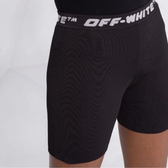Off-White Black and White Women's Shorts - Picture 2 of 9